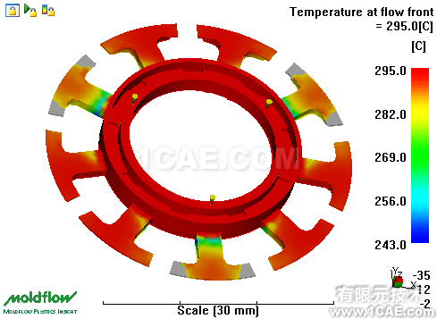如何正確解讀Moldflow流動波前溫度結果？moldflow仿真分析圖片2