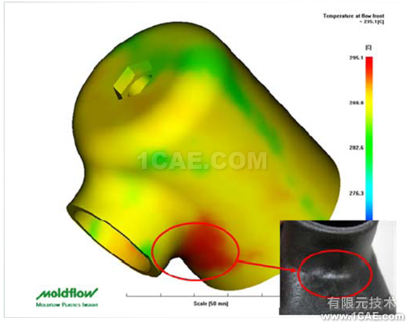 如何正確解讀Moldflow流動波前溫度結果？moldflow分析案例圖片7