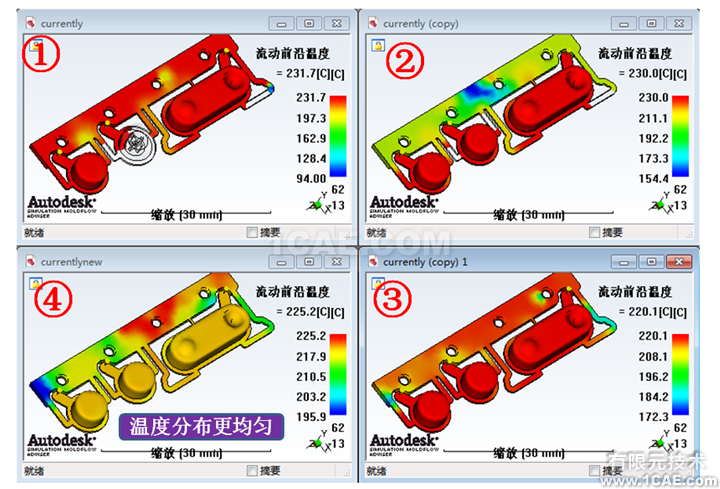 如何正確解讀Moldflow流動波前溫度結果？moldflow結果圖片9