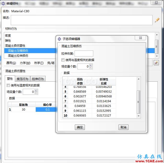 ABAQUS C80砼損傷參數(shù)abaqus有限元培訓教程圖片11