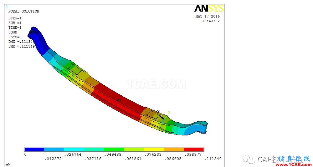 【技術(shù)篇】基于ANSYS的汽車前軸強(qiáng)度分析和模態(tài)分析ansys結(jié)果圖片17