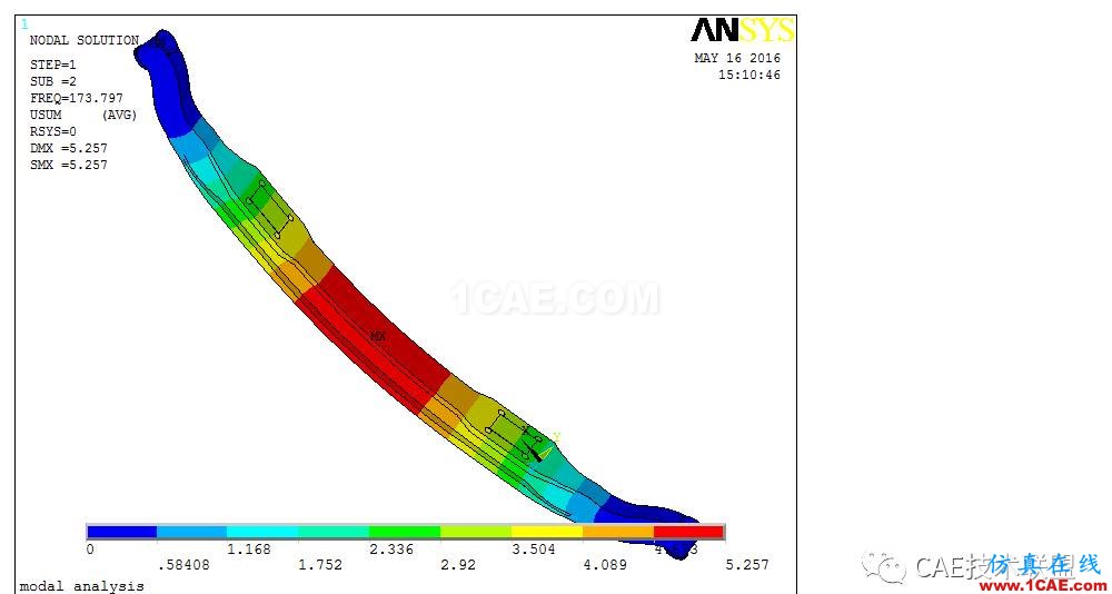 【技術(shù)篇】基于ANSYS的汽車前軸強(qiáng)度分析和模態(tài)分析ansys結(jié)果圖片19