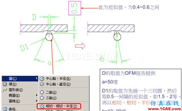 教你怎么畫模具的牛角進(jìn)膠點、拆彎偷料ug設(shè)計圖片2